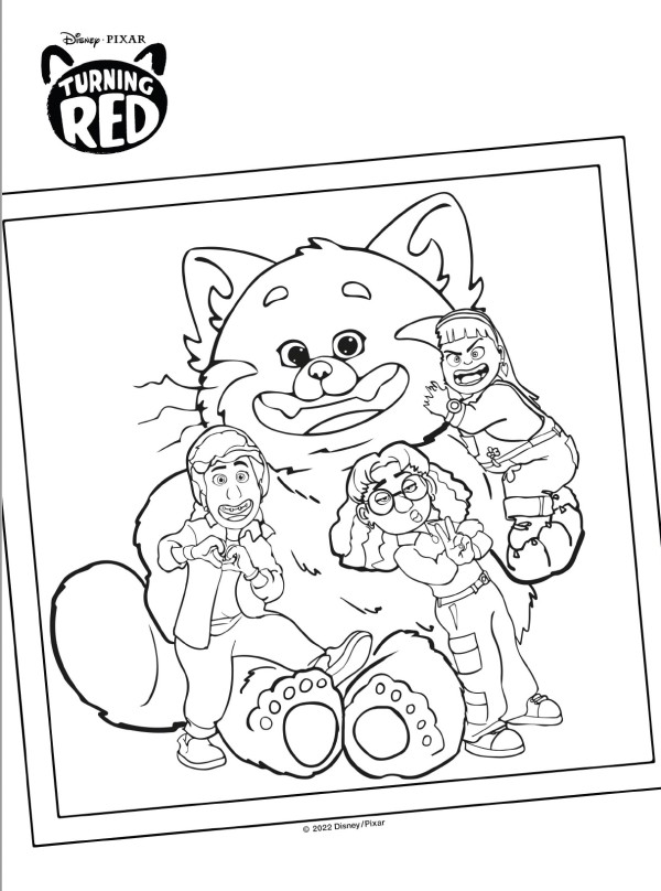 Coloring Page of Panda Mei and her friends