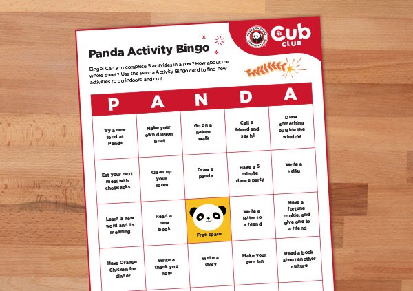 Panda Bingo Activity Card